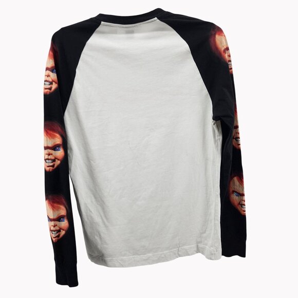Chucky H&M Unisex Size XS Long Sleeve Raglan T Shirt White Black New - Picture 6 of 11